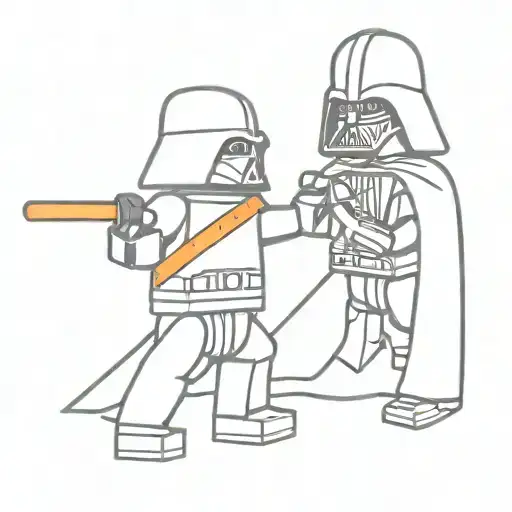 lego darth vader fighting a jedi tattoo design idea