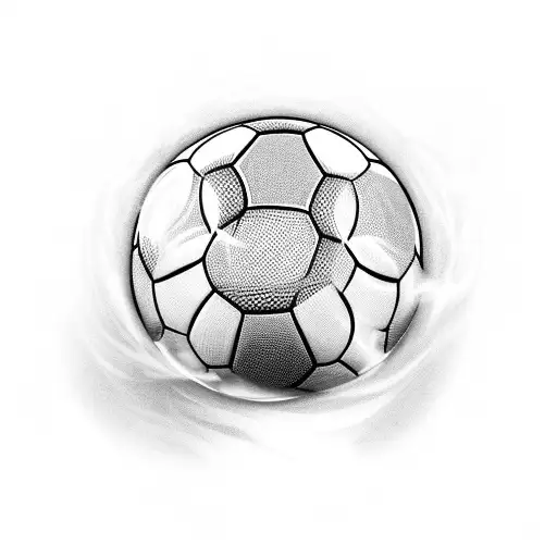 A black and grey tattoo of a soccer player training with a soccer ball on fire tattoo design idea