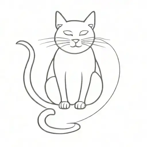 outline of cat sitting tattoo design idea