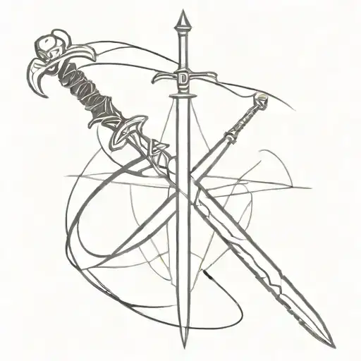 the witcher swords tattoo design idea