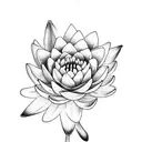  violet, water lily, gladiolus, aster and chrysanthemum in a bouquet  tattoo design idea