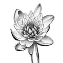  violet, water lily, gladiolus, aster and chrysanthemum in a bouquet  tattoo design idea