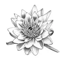  violet, water lily, gladiolus, aster and chrysanthemum in a bouquet  tattoo design idea