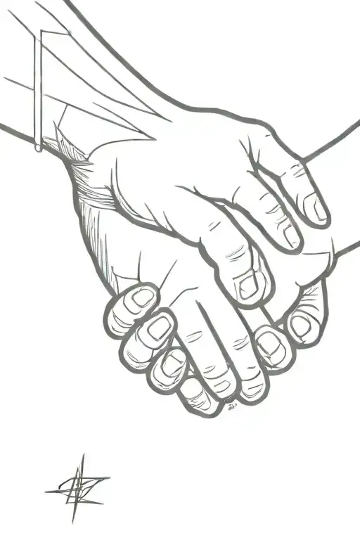 two cousins handshake symbolizing respect tattoo design idea