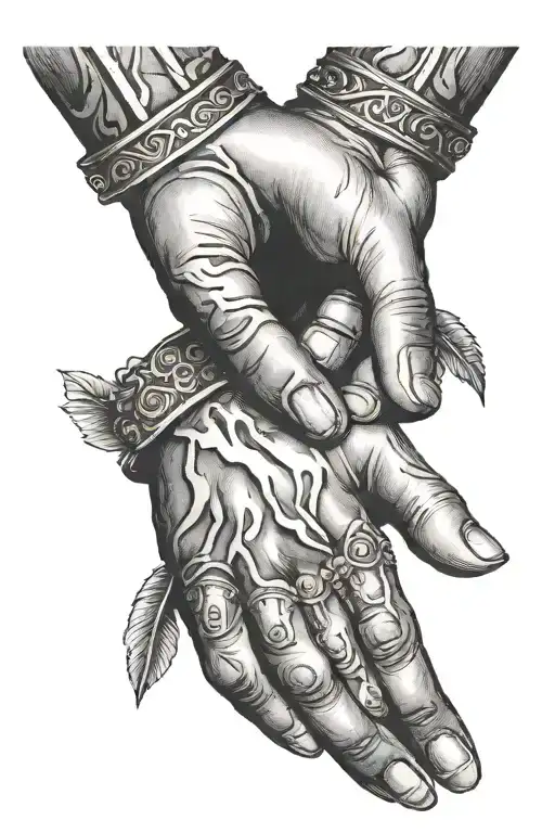 two cousins handshake symbolizing respect tattoo design idea
