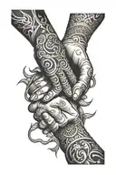two cousins handshake symbolizing respect tattoo design idea