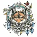 wolf and butterfly tattoo design idea