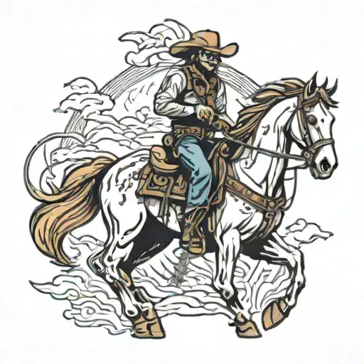 Save a horse ride a cowboy tattoo design idea