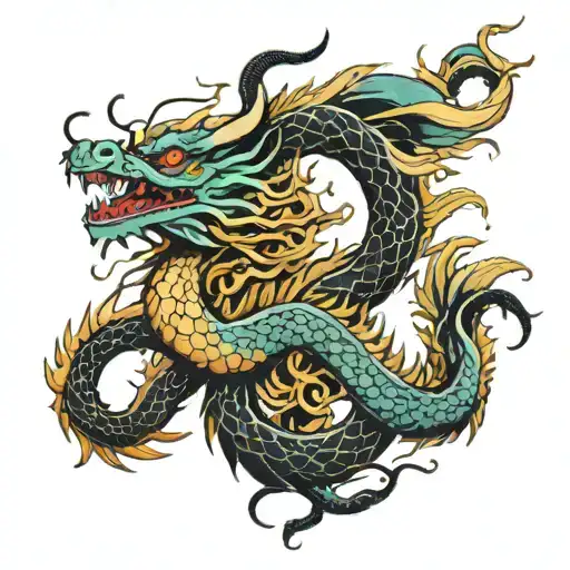 traditional chinese dragon intertwined tattoo design idea