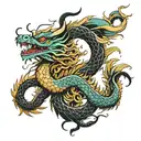 traditional chinese dragon intertwined tattoo design idea