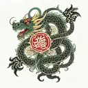 traditional chinese dragon intertwined tattoo design idea
