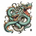 traditional chinese dragon intertwined tattoo design idea