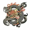 traditional chinese dragon intertwined tattoo design idea