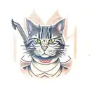 ronin cat with katana tattoo design idea