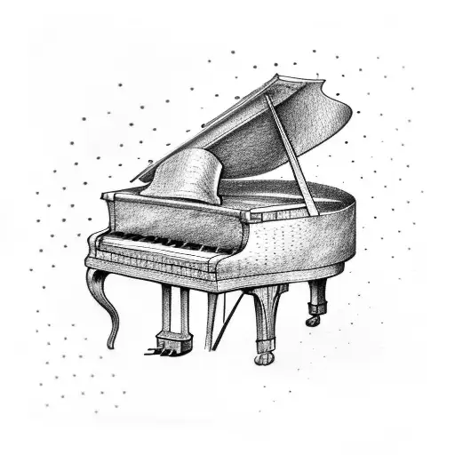 piano with notes tattoo design idea