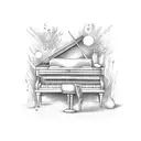piano with notes tattoo design idea