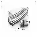 piano with notes tattoo design idea