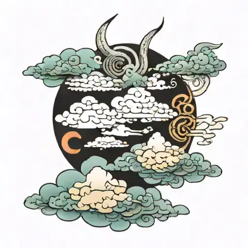 japanese clouds tattoo design idea