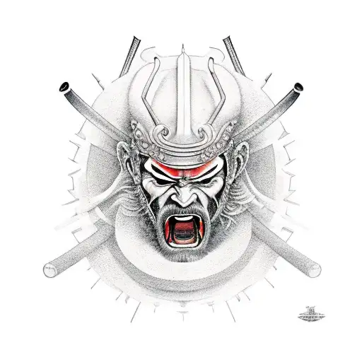 samurai facing void  tattoo design idea