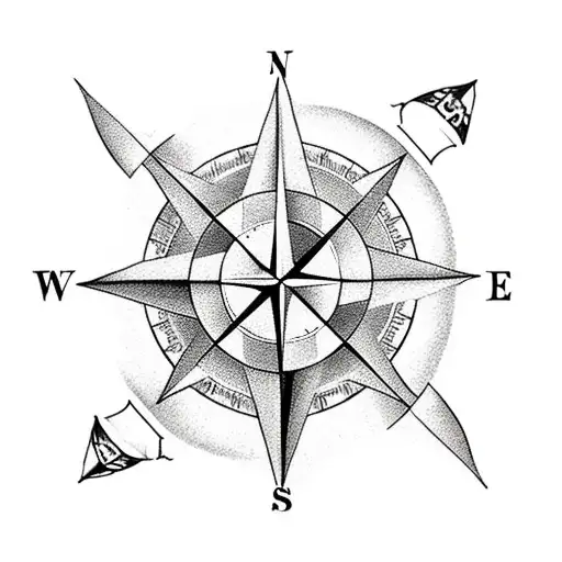 compass with arrow through it tattoo design idea