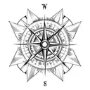 compass with arrow though north and south tattoo design idea