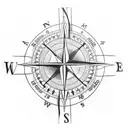 compass with arrow though north and south tattoo design idea