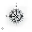 compass with arrow though north and south tattoo design idea