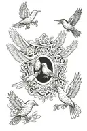 some small birds and angelic number 222 with a background of italy tattoo design idea