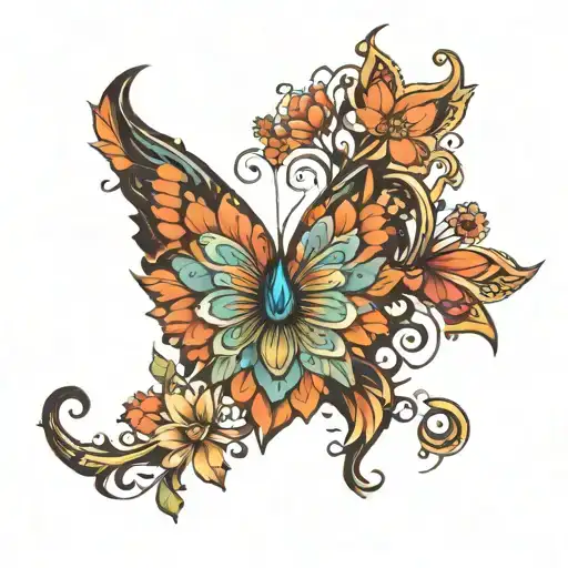 I want a stencil of an elongated mandala with flowers tattoo design idea