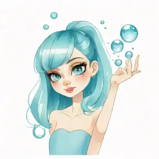 powerpuff girls girl in blue dress bubbles tattoo design idea