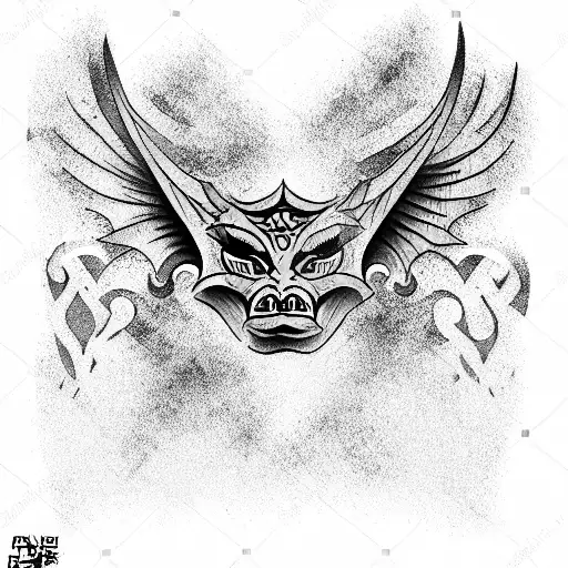 Gargoyle Tattoo Sketch, devil, demon
