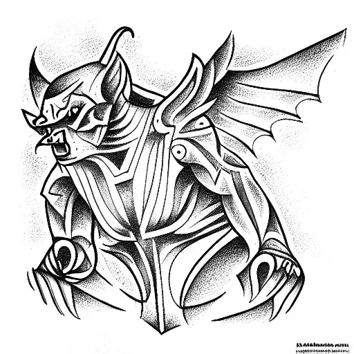 Black and white gargoyle in traditional tattoo art style on Craiyon