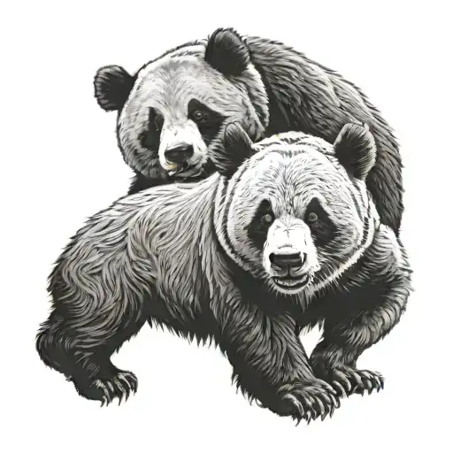 A two headed bear one is a panda head and the other is a grizzly bear head tattoo design idea