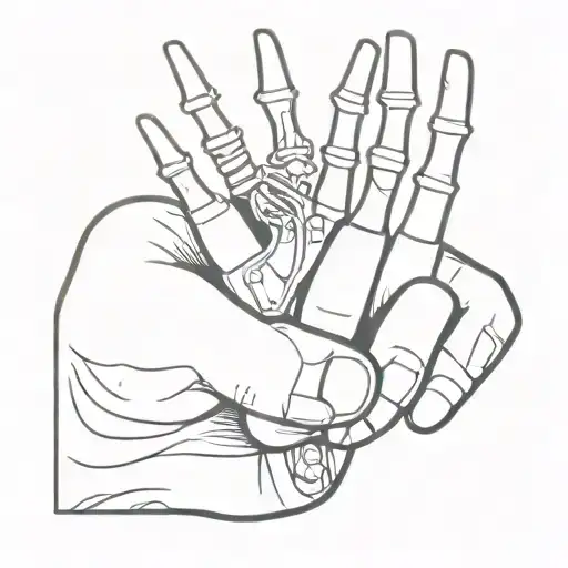 Skeleton hand holding tattoo design idea