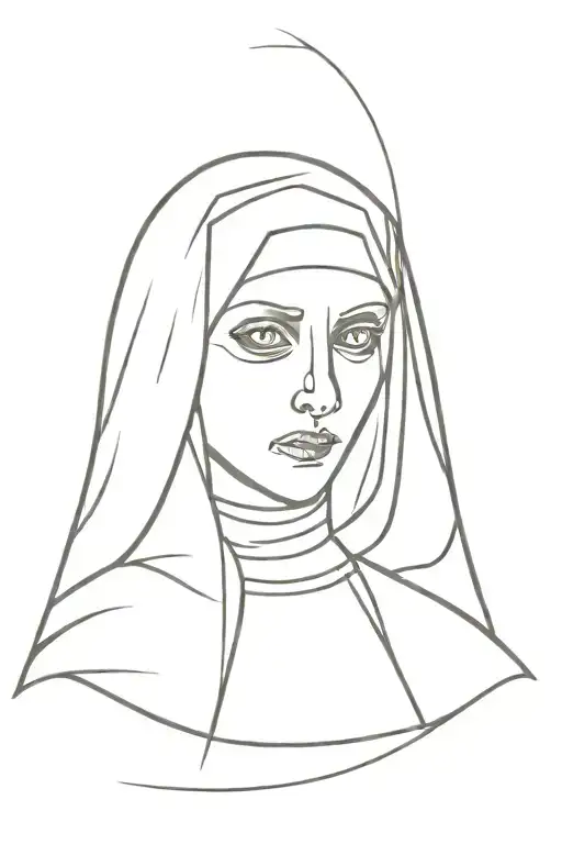 Spooky evil nun tattoo design idea