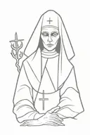 Spooky evil nun tattoo design idea