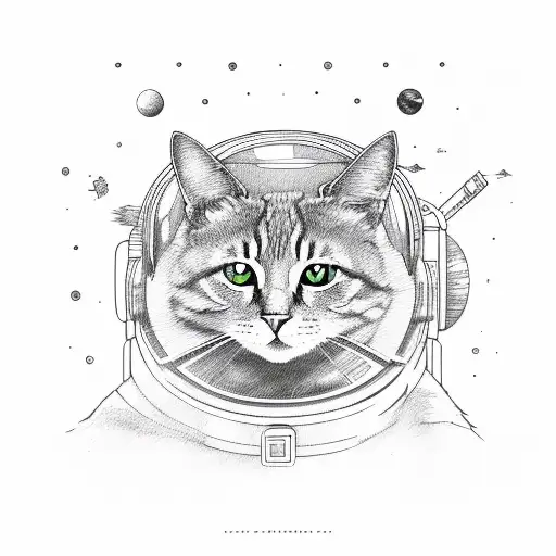 space cat tattoo design idea