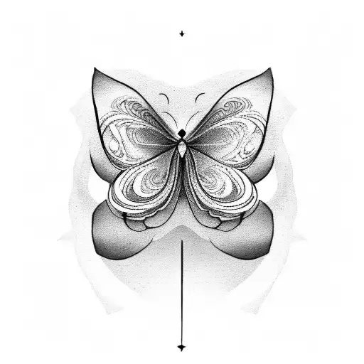 half lotus half butterfly middle space  tattoo design idea