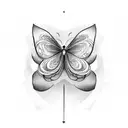 half lotus half butterfly middle space  tattoo design idea