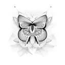 half lotus half butterfly middle space  tattoo design idea
