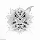 half lotus half butterfly middle space  tattoo design idea