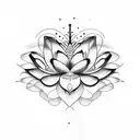 half lotus half butterfly middle space  tattoo design idea