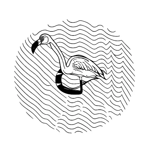 line drawings of a flamingo that incorporates the number 222 tattoo design idea