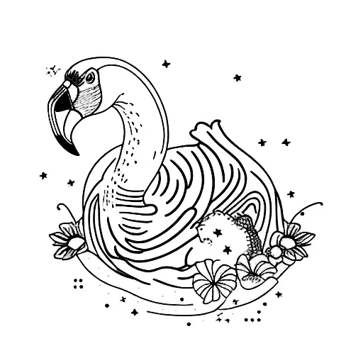 222 and flamingo tattoo design idea