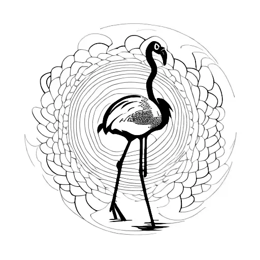 extremely simple drawing of a flamingo that incorporates the number 222 tattoo design idea