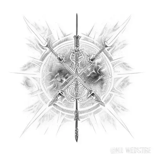 sword blazing blue fire tattoo design idea