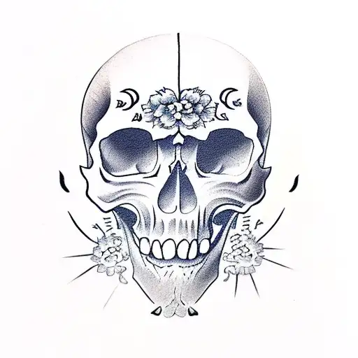 skull and ghost tattoo design idea
