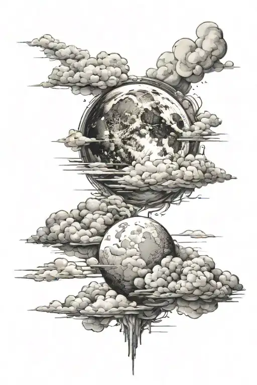 Clouds and a moon tattoo design idea