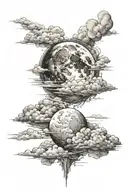 Clouds and a moon tattoo design idea
