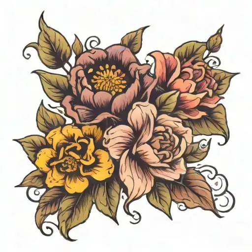 march June September november birth flowers tattoo design idea